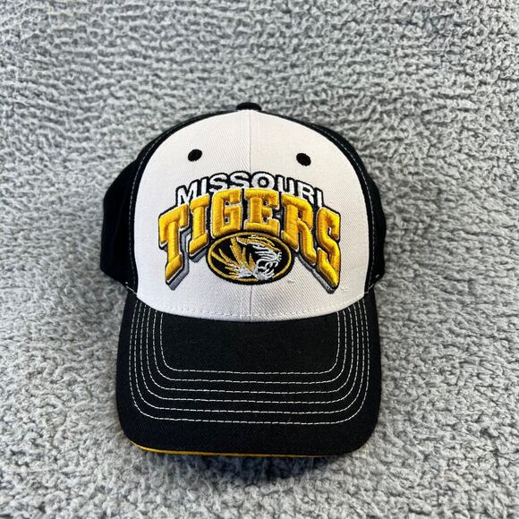 Missouri Tigers Hat Adjustable Strapback Embroidered Spellout logo Black White - Picture 1 of 6